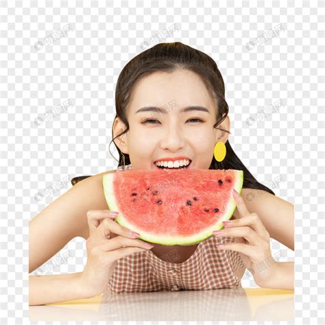 甜美女生头像吃西瓜图片