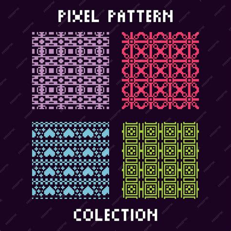 Coleção de textura de fundo de padrão de pixel | Vetor Premium