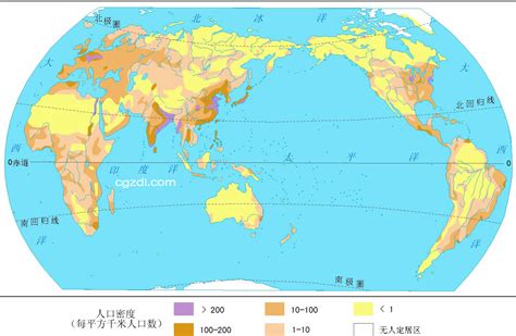 高清世界人口分布图大图_世界地理地图_初高中地理网