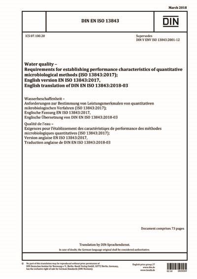 DIN EN ISO 13843:2018 - Water quality - Requirements for establishing ...
