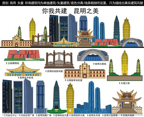 中华文化城市印象之昆明中国风淡咖色插画海报海报模板下载-千库网