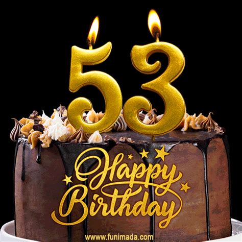 53 years happy birthday golden sign with diamonds Vector Image