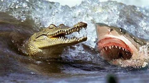 鳄鱼大战鲨鱼，看看谁才是真正的水下霸主
