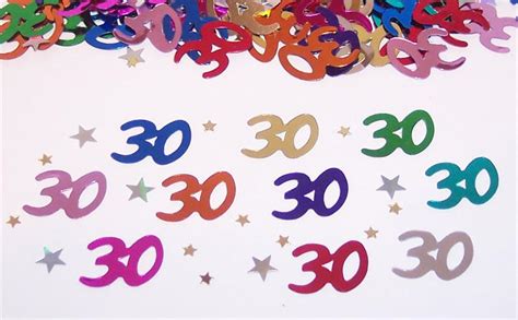 30th Birthday Confetti, Number 30 Shaped Confetti Metallic Multi Colored