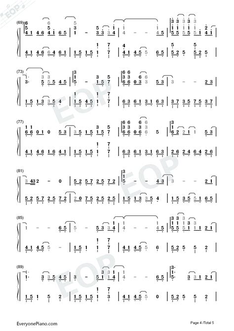 再见-王俊凯双手简谱预览4-钢琴谱文件（五线谱、双手简谱、数字谱、Midi、PDF）免费下载