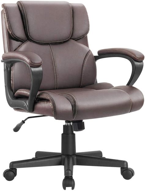 Leathersoft Office Chair with Wheels and Arms, White - Walmart.com ...