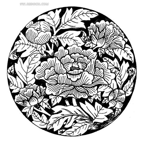 单色线描花朵树叶底纹素材图片免费下载-千库网