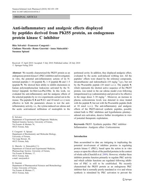 (PDF) Anti-inflammatory and analgesic effects displayed by peptides ...