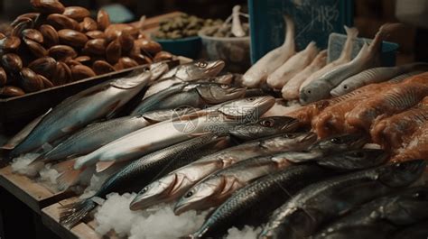 鱼贩摊位的新鲜海鲜高清图片下载-正版图片600413072-摄图网