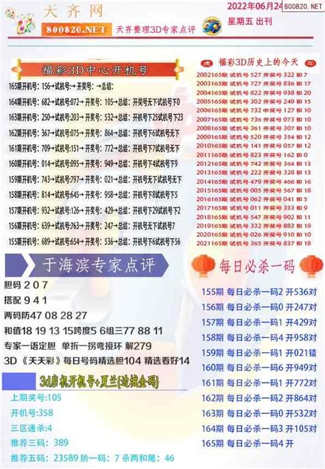 2022165期福彩3D彩票指南【天齐版】_天齐网