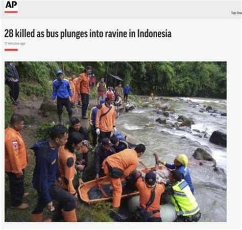 印尼大巴坠入80米深峡谷事故：至少造成28死13伤_荔枝网新闻