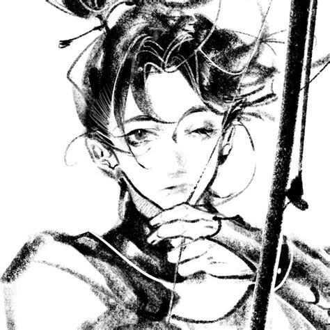 古风黑白水墨画头像女生