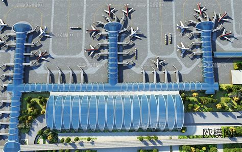 现代飞机场鸟瞰规划3d模型下载-3dmax模型免费下载-欧模网