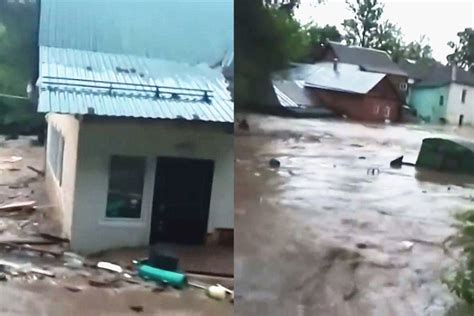 广西融水一栋四层民房被洪水冲垮，倒塌那一瞬间，附近村民尖叫！_暴雨