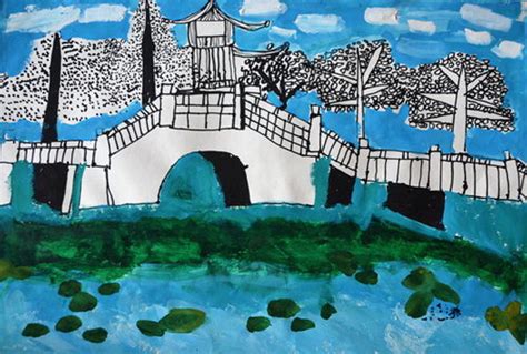 少儿书画作品-家乡的桥/儿童书画作品家乡的桥欣赏_中国少儿美术教育网