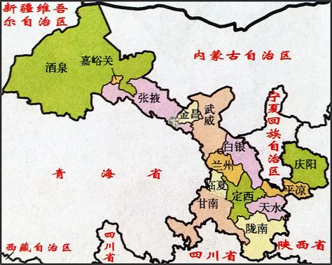 甘肃行政地图图片