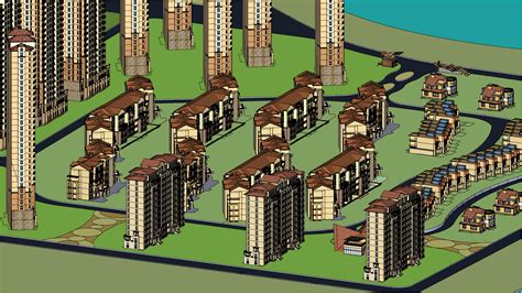 高档别墅公寓小区整体设计su模型 _高层住宅_土木在线
