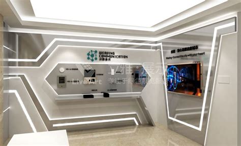 广州织网通讯科技有限公司企业展厅企业形象墙设计装修