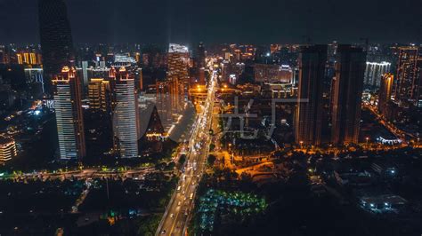 武汉城市夜景夜晚城市夜景沙湖航拍全景摄影图配图高清摄影大图-千库网