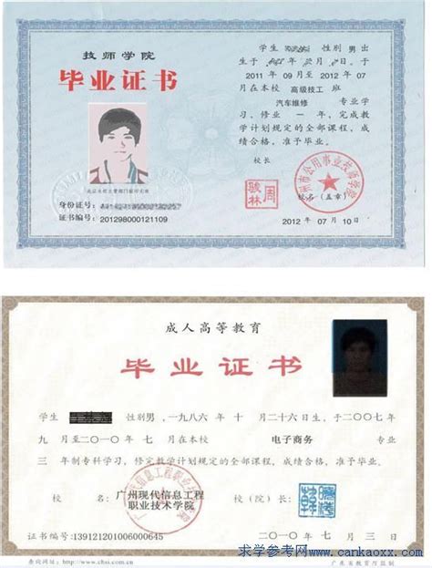 广州市公用事业技师学院学生毕业证书 - 广东招生第一网