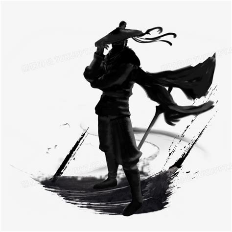 黑白水墨武侠漫画图片
