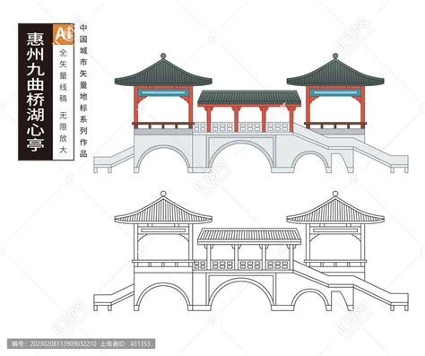 惠州九曲桥湖心亭,建筑园林,设计素材,设计模板,汇图网www.huitu.com