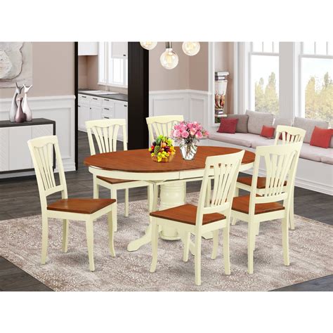 Lexington 5-Piece Wood Dining Set, Round Table and 4 Window Back Chairs ...