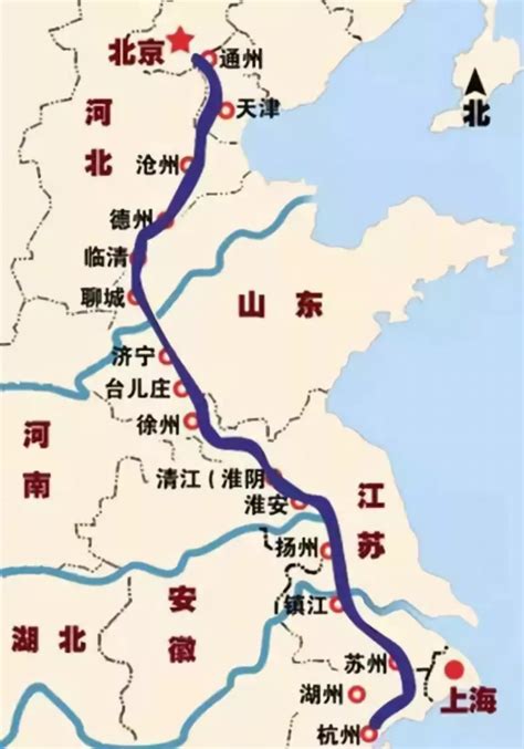 京杭大运河路线图图片 京杭大运河路线图图片