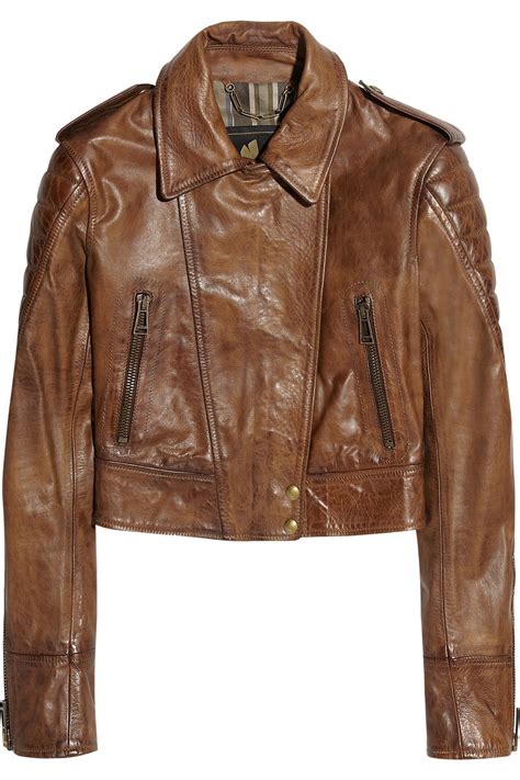 Belstaff Seaton Cropped Leather Biker Jacket in Brown (cognac) | Lyst