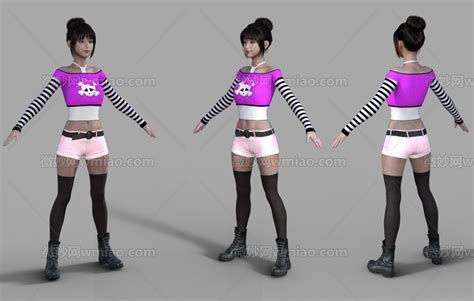 女孩子可爱学生妹子Maya模型_女性角色人物模型1+1=二呀！！！_正版模型下载_人物模型下载 - 微妙网wmiao.com