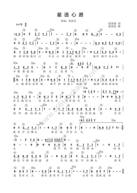 张柏芝《星语心愿》原版简谱和弦 功能谱 流行弹唱网