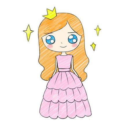 卡通公主简笔画9月最新 怎样画小公主简单又漂亮 - 水彩迷