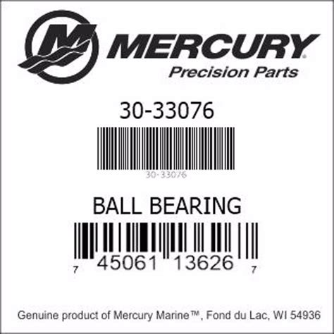 Mercury-Mercruiser 30-33076 BALL BEARING Genuine factory part