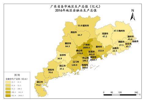 广东省各市地区生产总值（亿元）2016年地区金融业生产总值-3S知识库-地理国情监测云平台