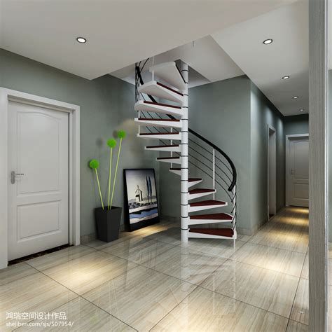 清新现代简约风复式旋转楼梯装修效果图大全 – 设计本装修效果图