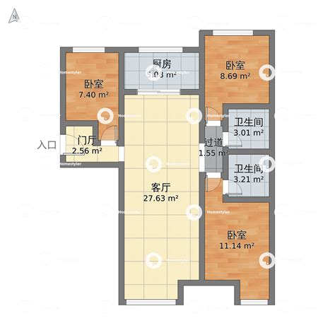 北京市昌平区 金域华府二期小区3室1厅2卫 116m²-v2户型图 - 小区户型图 -躺平设计家