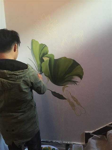 上海高品质绘制荷花彩绘|纯艺术|油画|上海墙绘涂鸦 - 原创作品 - 站酷 (ZCOOL)
