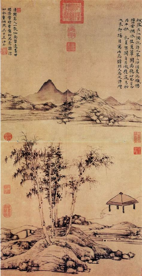 明代唐伯虎工笔人物画《红叶题诗仕女图》_传世字画_书法欣赏