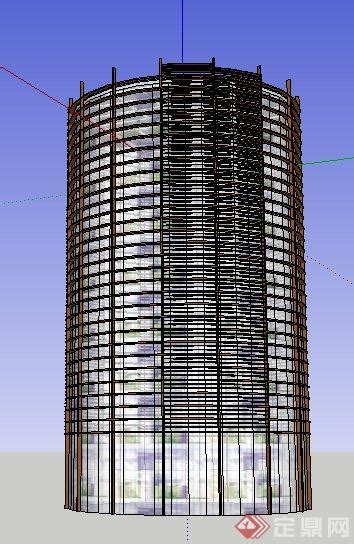 现代圆柱体式商务中心建筑设计su模型