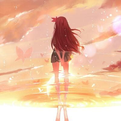 温柔头像动漫女生背影