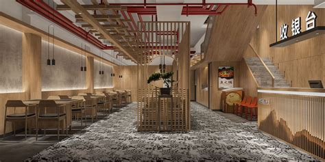新中式餐饮空间 - 效果图交流区-建E室内设计网