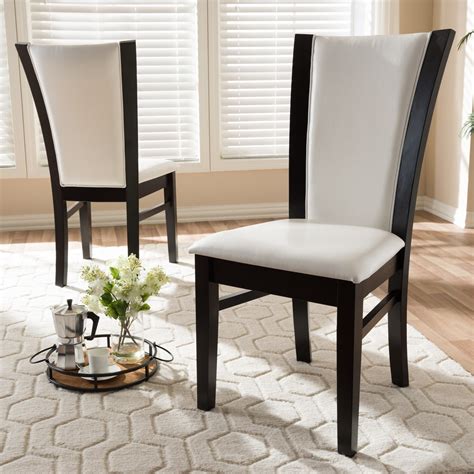 Baxton Studio Contemporary White Faux Leather Dining Chair Set by ...