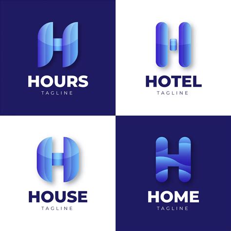 蓝色H标志logo字母素材下载