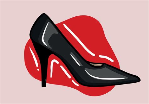 Hand drawn vector illustration of elegant fashionable black womens shoe ...