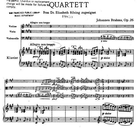 勃拉姆斯第二钢琴四重奏总谱分谱 - 雅筑清新乐谱