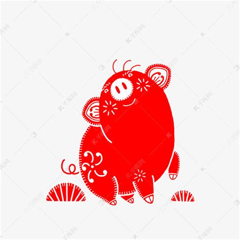 中国风生肖猪剪纸素材图片免费下载-千库网