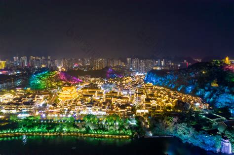 中国广西柳州柳江沿岸夜景,都市风光,建筑摄影,摄影素材,汇图网www.huitu.com