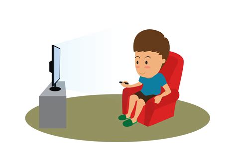 Cartoon man with remote watching TV on sofa - vector illustration ...