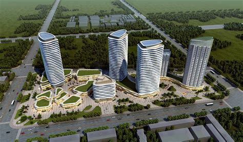现代风格大型综合高层办公区及大型商业建筑sketchup模型su模型下载-光辉城市