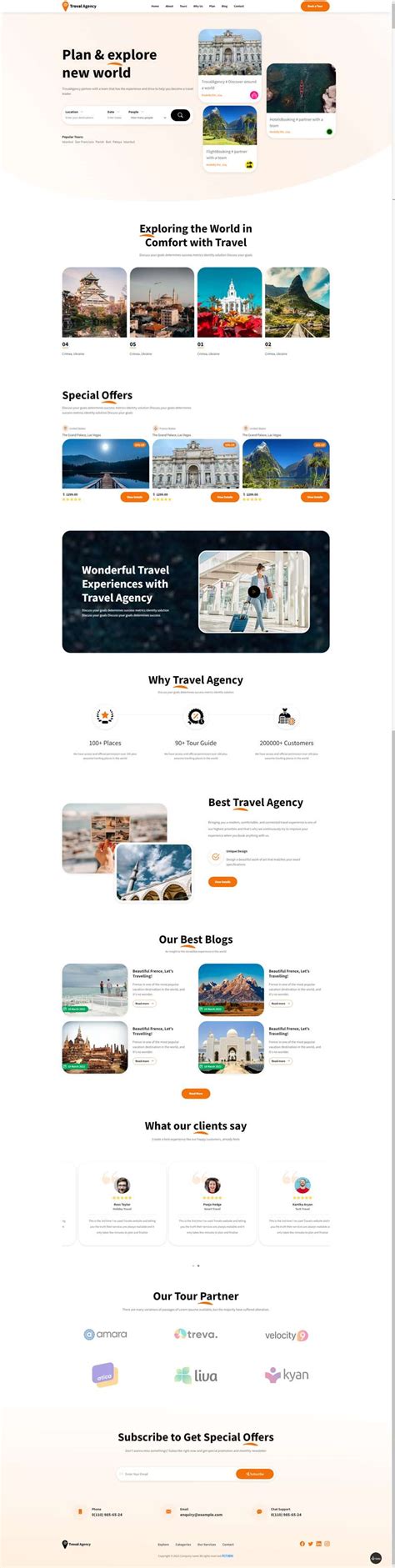 旅行社网站设计布局设计html，大气旅游网页设计模板-17素材网